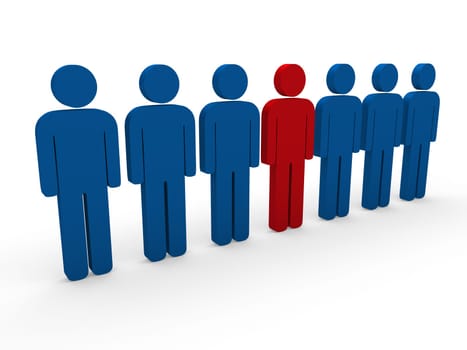 3d people blue red team teamwork business