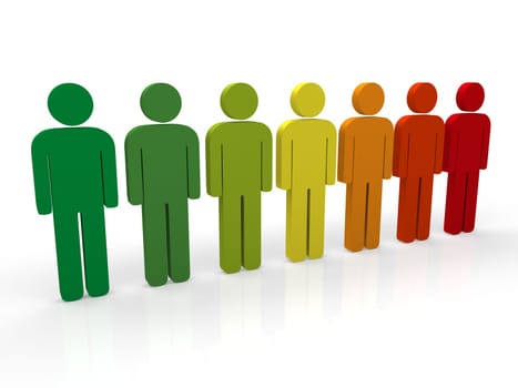 3d people group red teamwork colorful blue