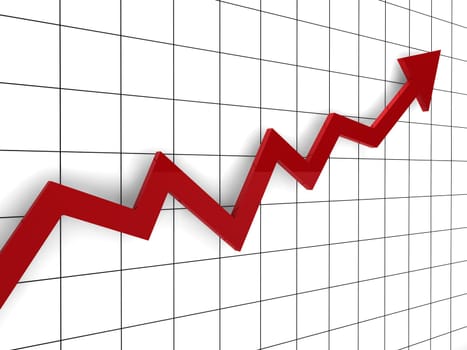 3d, graph, arrow, red, success, finance, diagram