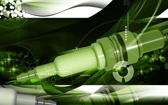 Digital illustration of Spark plug in colour background