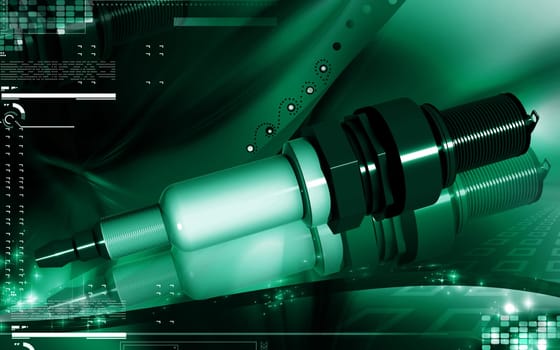 Digital illustration of Spark plug in colour background