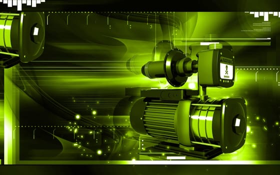 Digital illustration of pressure pump in colour background