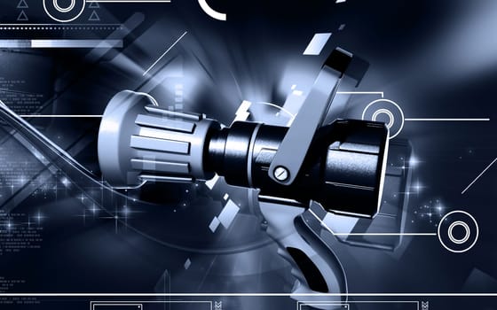 Digital illustration of fire fighting nozzle in colour background