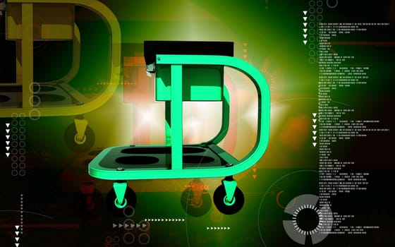 Digital illustration of Roller seat with drawer in colour background