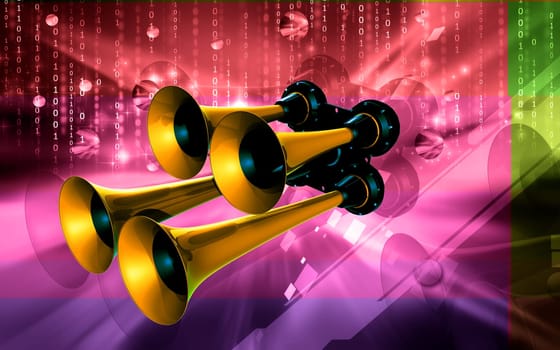 Digital illustration of horn in colour background