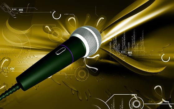 Digital illustration of microphone in colour background