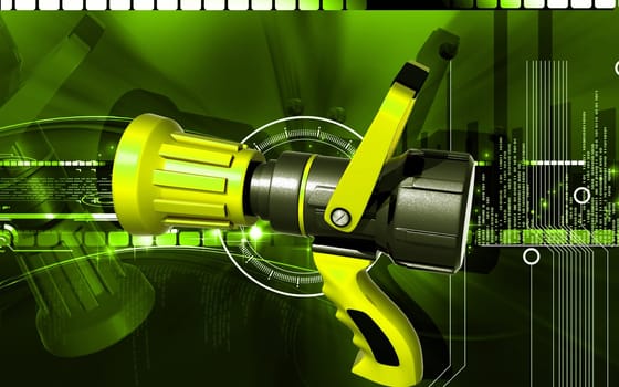 Digital illustration of fire fighting nozzle in colour background