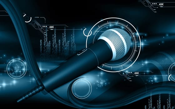 Digital illustration of microphone in colour background