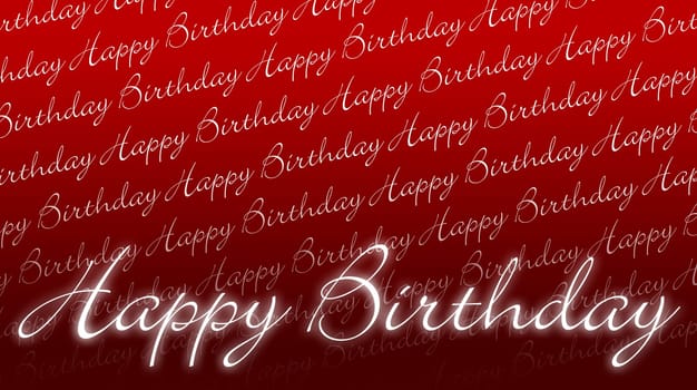 Birthday Card - Happy Birthday Red White