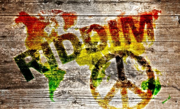 Wooden sign - World RIDDIM for peace