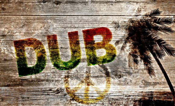 Old wooden board - DUB and peace on the beach