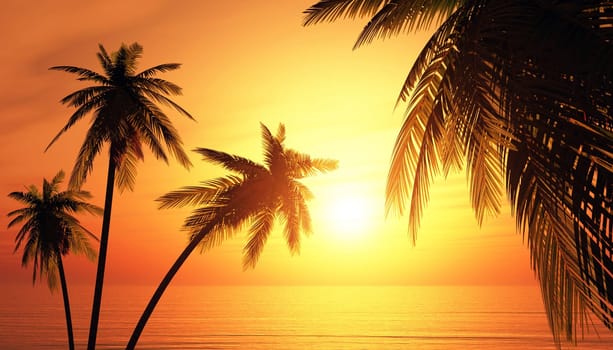 The dream island at sunset