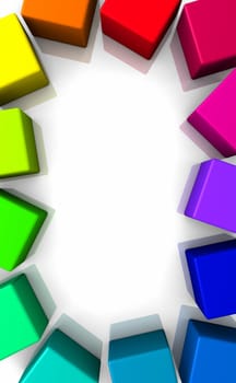 Colorful Frame - 3D Cube - Vertical