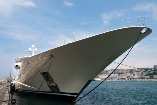 prow of a yacht and lantern of genoa