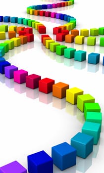 Dice in a row - colorful 01