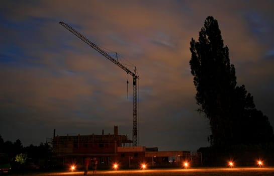 Construction site at night
