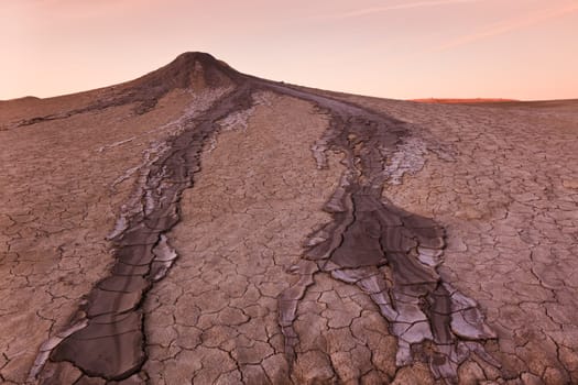 Strange landscape produced bu active mud volcanoes