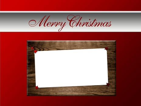 Christmas card with stars and wooden frame