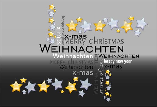 Christmas card with stars texts