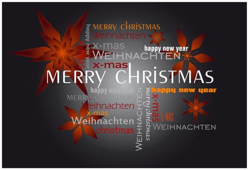 Christmas card with stars texts