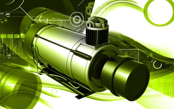 Digital illustration of air compressor in colour background