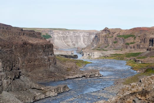 canyon near the Dettifoss falls in Iceland