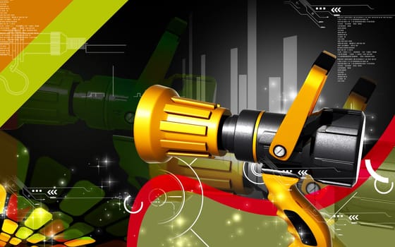 Digital illustration of fire fighting nozzle in colour background