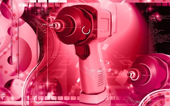 Digital illustration of impact wrench in colour background
