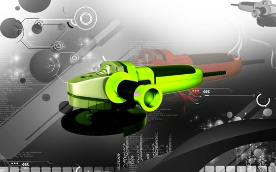 Digital illustration of angle grinder in colour background