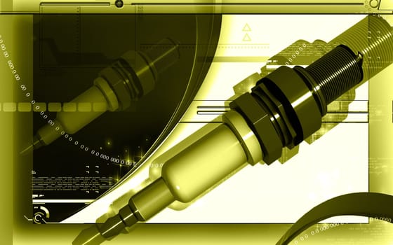 Digital illustration of Spark plug in colour background