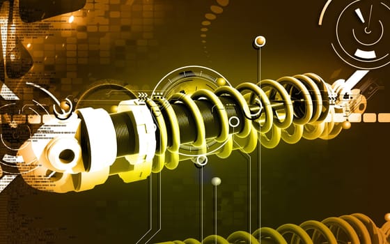 Digital illustration of Shock absorber in colour background