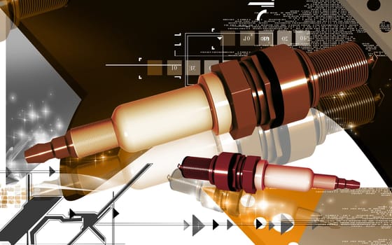 Digital illustration of Spark plug in colour background