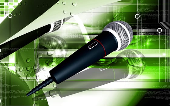 Digital illustration of microphone in colour background