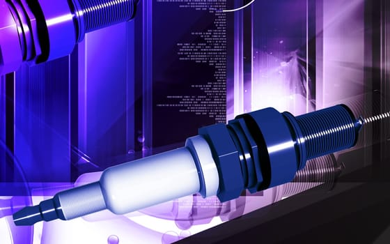 Digital illustration of Spark plug in colour background