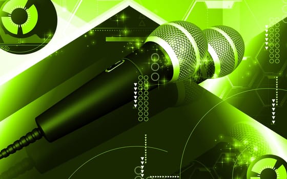 Digital illustration of microphone in colour background