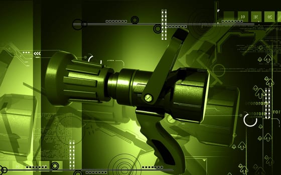 Digital illustration of fire fighting nozzle in colour background