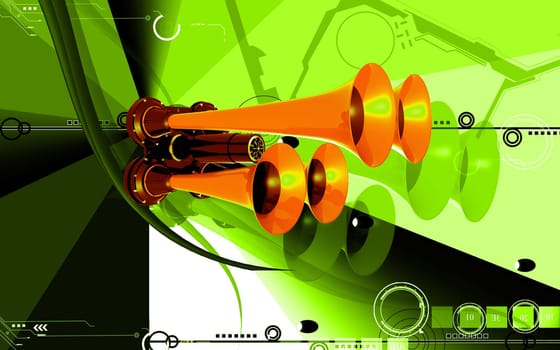 Digital illustration of horn in colour background
