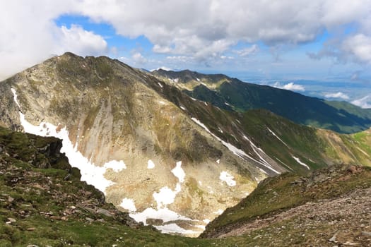 a range of mountains and blue sky, Fagaras mountains, Romania