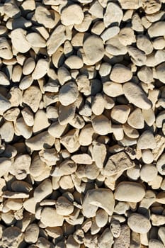 Background of tan gray rocks used for landscaping.