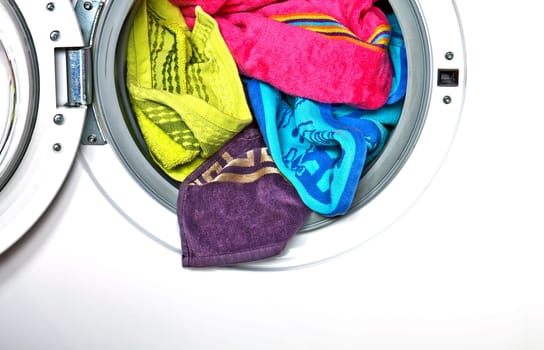 Colored towels in washing machine