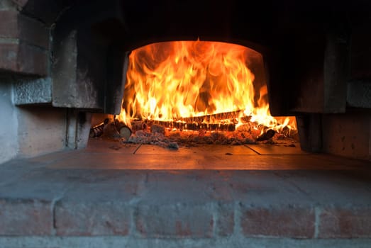 fire in the oven