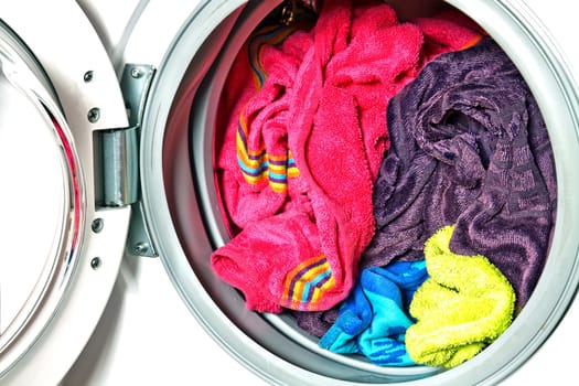 Colored towels in washing machine