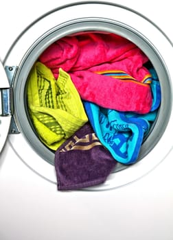 Colored towels in washing machine