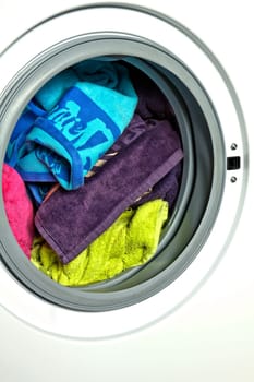 Colored towels in washing machine