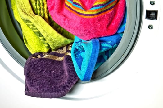 Colored towels in washing machine