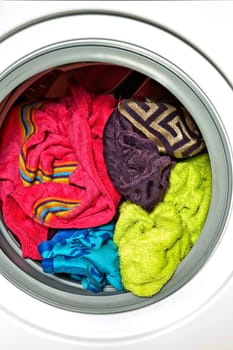 Colored towels in washing machine