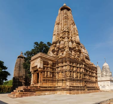 Bhagwan Parshwanath Digamber Jain Mandir 10th-century Jain temple - one of famous tourist attractions of Khajuraho with sculptures. India, Khajuraho, Madhya Pradesh, India