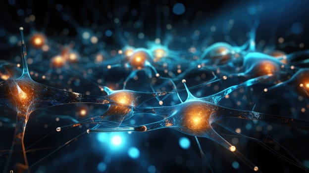 Abstract background and texture. Neurons and neural networks in living nature and in elements of artificial intelligence