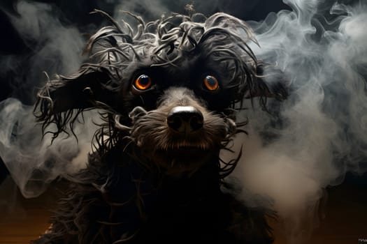 stinky wet dog portrait. Neural network generated image. Not based on any actual scene.