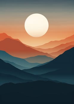 Morning landscape rock nature horizon beautiful sun hill illustration evening sunset sunrise outdoor silhouette summer background range design mountains sky peak travel